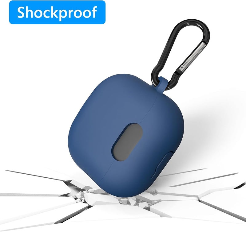Geekria Silicone Case Cover Compatible with Soundcore by Anker Liberty 4 NC True Wireless Earbuds, Protective Earphones Skin with Keychain Hook, Charging Port Accessible (Blue) - Image 3