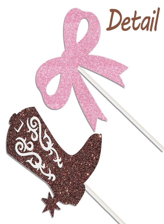 اوموني زينة كب كيك على شكل أحذية أو فيونكات، 24 قطعة، زينة كب كيك لامعة للأولاد أو البنات، فيونكات أحذية، زينة كعك لحفلات الكشف عن جنس المولود بطابع غربي، حفلات استقبال المولود، مستلزمات حفلات أعياد الميلاد للأولاد ورعاة البقر - Image 4