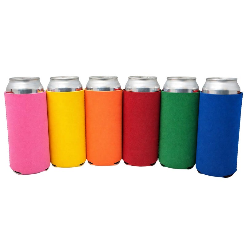 TahoeBay 16oz Can Sleeves 6Pack Neoprene Beer Coolies Blank Tall Energy Drink Coolers Compatible with 16 Ounce Cans Multicolor