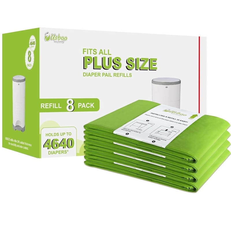 USBOO Refills Compatible with Dekor Plus Diaper Pail  8 Pack  Disposable Diaper Pail Refill  Extra Thickness  Diaper Trash Bags  Cherry Blossom Scented  Holds up to 4640 Diapers - Image 1