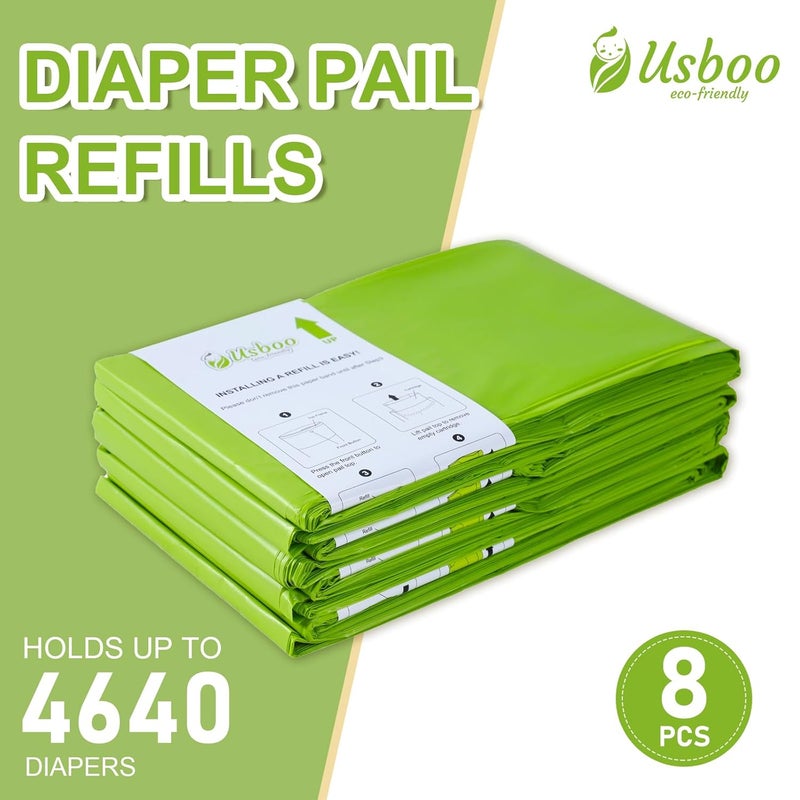 USBOO Refills Compatible with Dekor Plus Diaper Pail  8 Pack  Disposable Diaper Pail Refill  Extra Thickness  Diaper Trash Bags  Cherry Blossom Scented  Holds up to 4640 Diapers - Image 5