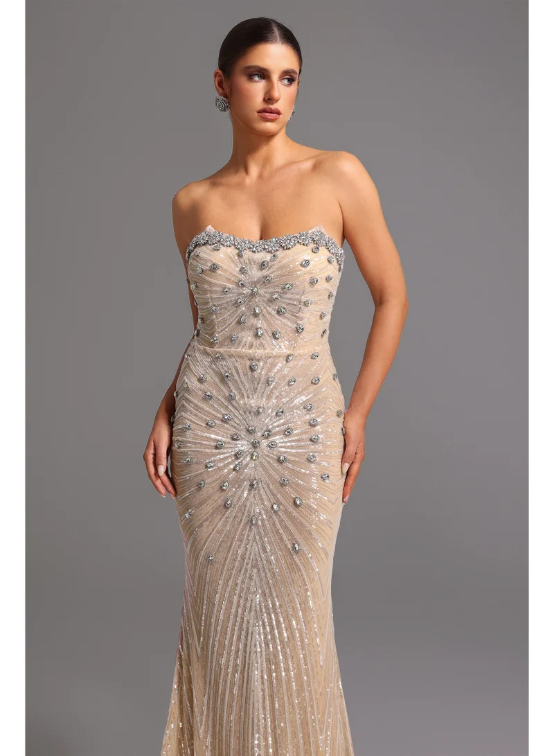 Bella Barnett  Kori Strapless Diamond Sequins Maxi Dress for Women | Best Price UAE