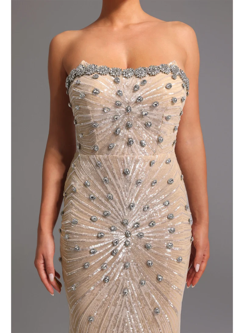 Bella Barnett  Kori Strapless Diamond Sequins Maxi Dress for Women | Best Price UAE