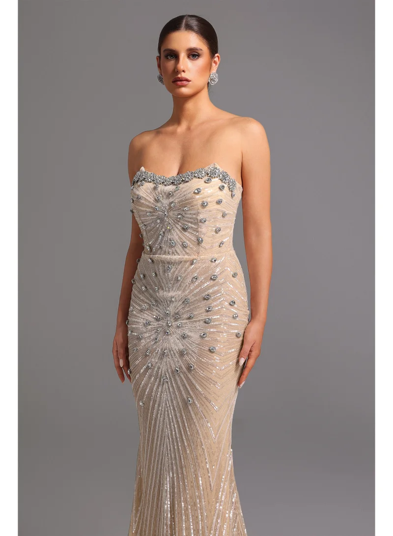 Bella Barnett  Kori Strapless Diamond Sequins Maxi Dress for Women | Best Price UAE