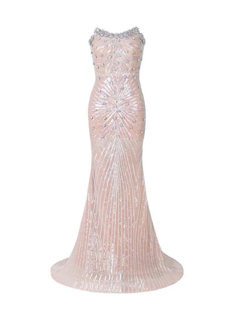 Bella Barnett Kori Strapless Diamond Sequins Maxi Dress