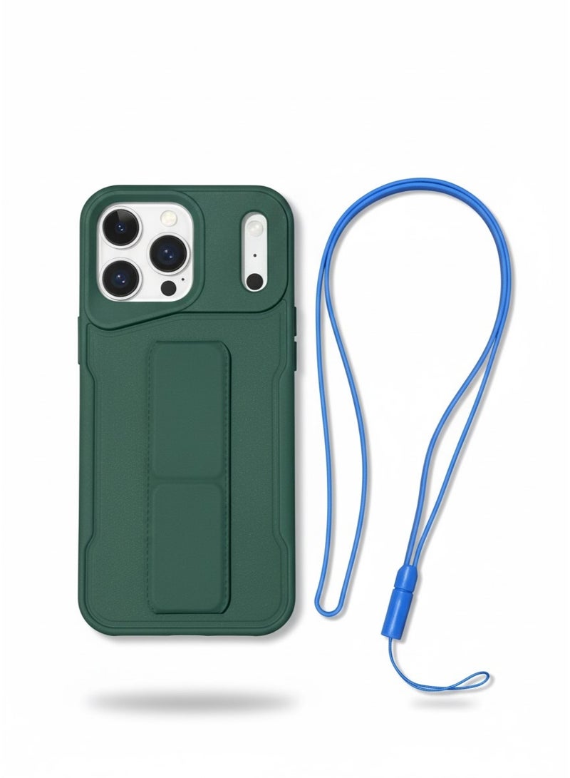 Magsafe For iPhone 17 Pro MagSafe GREEN SlimPhone Cover which comes with phone holder and lanyard - Image 2