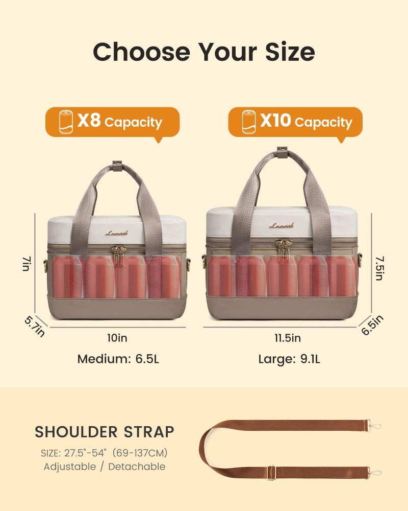 LOVEVOOK Insulated Lunch Bag for Women - Cute Lunch Box Cooler for Work, Picnic, and Beach, Khaki-beige - Image 5