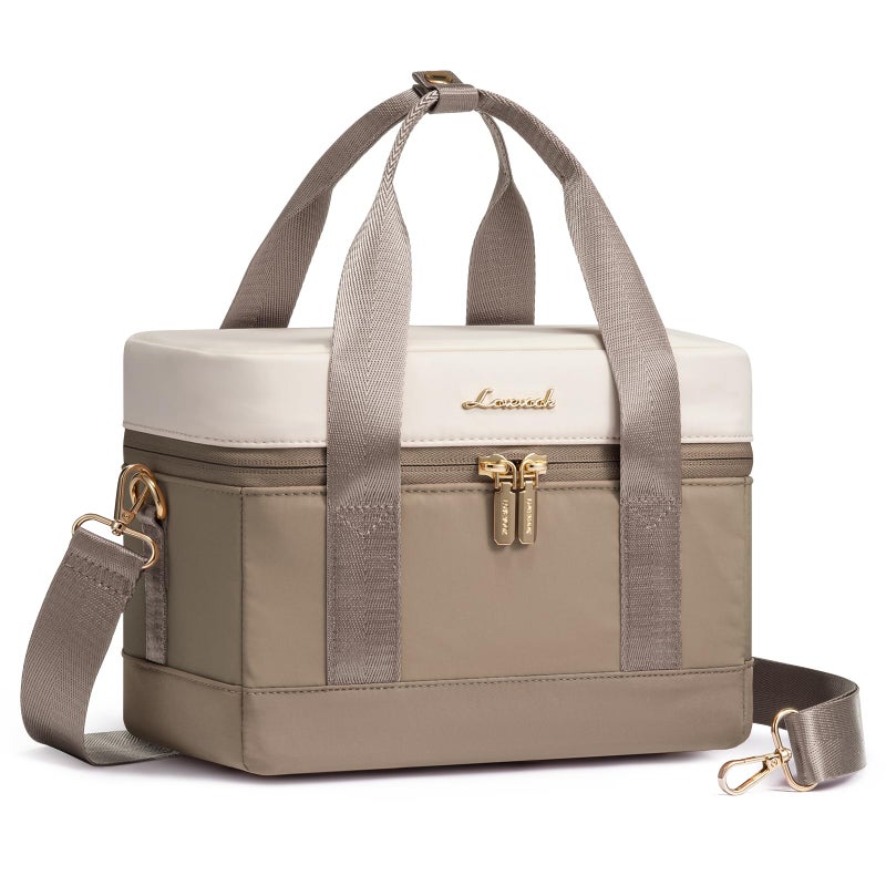 LOVEVOOK Insulated Lunch Bag for Women - Cute Lunch Box Cooler for Work, Picnic, and Beach, Khaki-beige - Image 1