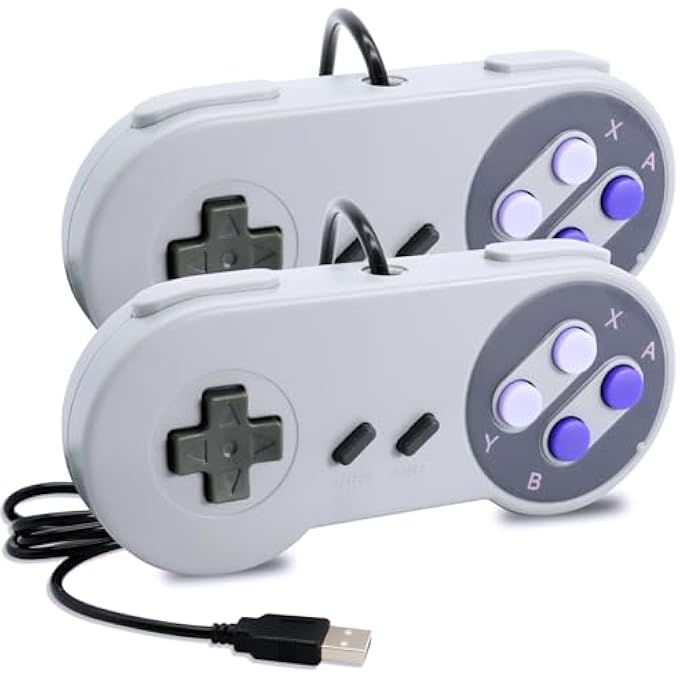 rayihni 2 PCS USB CLASSIC CONTROLLER GAMEPAD JOYPADS, KLASSISCHER USB GAMEPAD-JOYSTICK FÃ¼R SN-ES EMPFÃ¤NGER, KOMPATIBEL MIT WINDOWS PC/MAC OS/RASP PI/SN-ES KONSOLE - Image 1