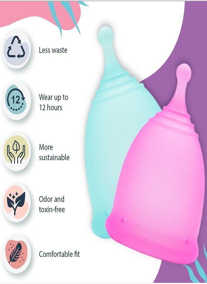 ecoblossom - Pack of 2 Reusable Menstrual Cup  ( 1 Small-1 Large) - Image 1