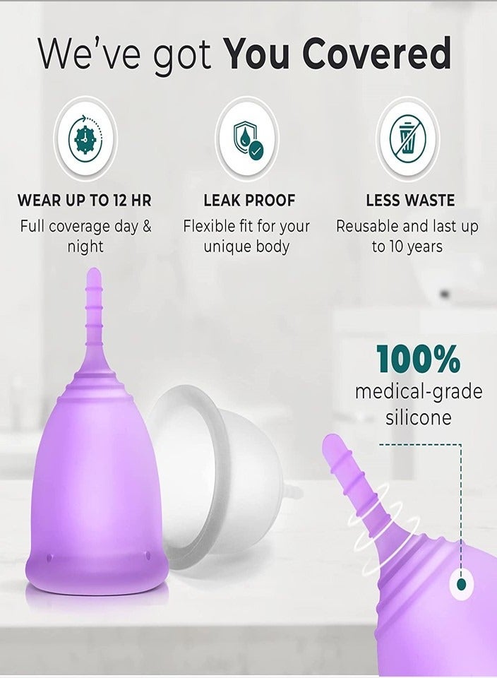 Ecoblossom كوب الدورة الشهرية للنساء القابل لإعادة الاستخدام عبوة من قطعتين - Image 3