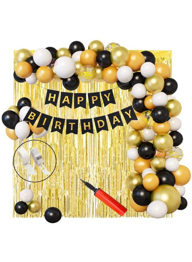 HK Balloons Paper 59Pcs Set Happy Birthday Banner Balloon Arch Decoration Items Set With Confetti Balloon Curtain Pump For Birthday Decorations Items For Husband Wife Girls Boys, Multicolor - Image 1