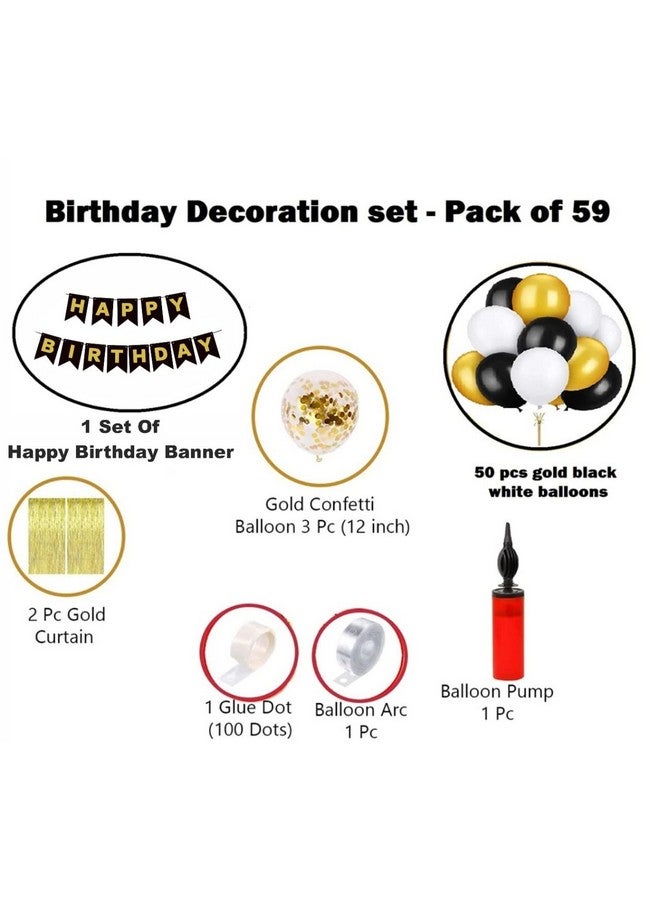 HK Balloons Paper 59Pcs Set Happy Birthday Banner Balloon Arch Decoration Items Set With Confetti Balloon Curtain Pump For Birthday Decorations Items For Husband Wife Girls Boys, Multicolor - Image 2