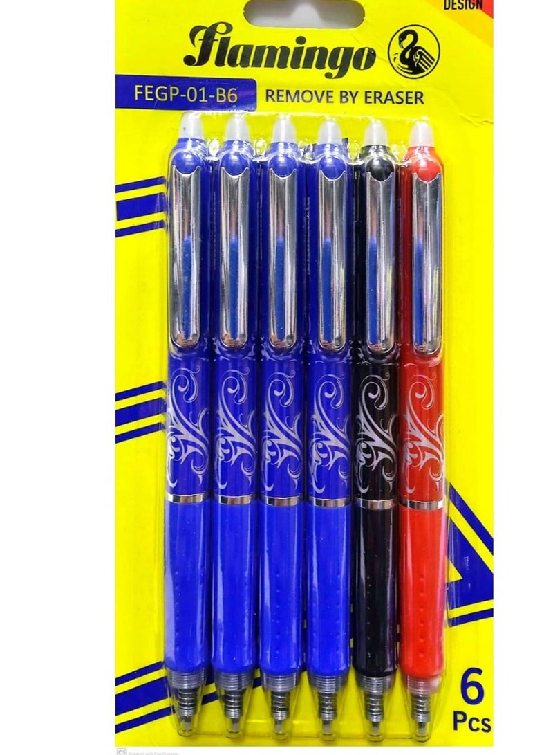 Flamingo Erasable Pen 6Pieces - Image 1