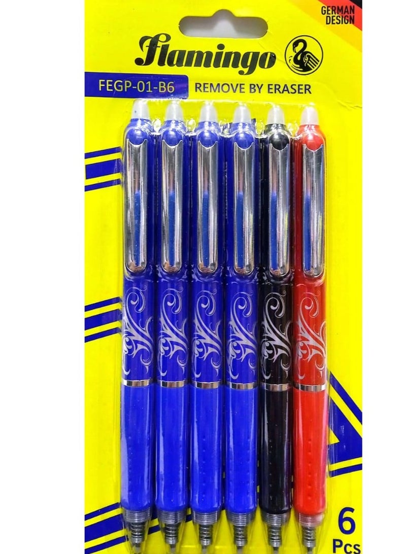 Flamingo Erasable Pen 6Pieces - Image 2