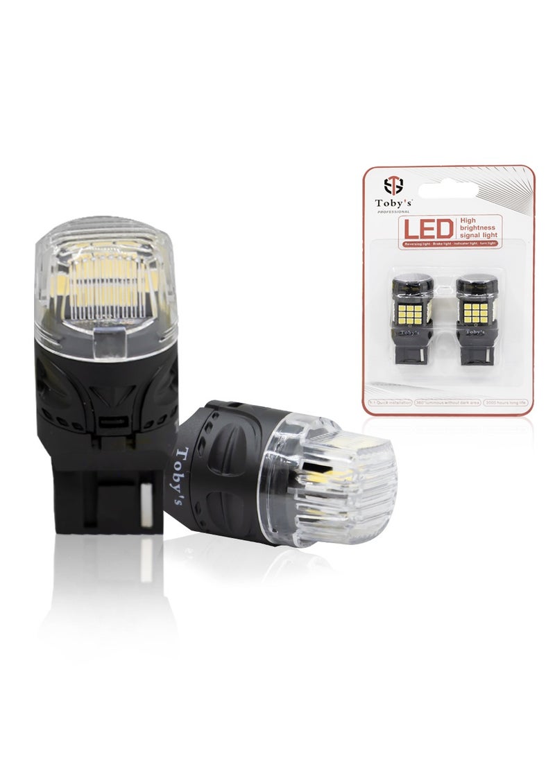 Toby's Super Bright Power T20 7440 16SMD LED Bulbs with 4218 Chip replacement for Back Up Reverse Brake Lights (White)
