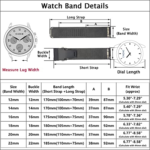 EACHE 18mm Gold Stainless Steel Mesh Watch Band Quick Release Mesh Watch Straps 18mm Gold - Image 2