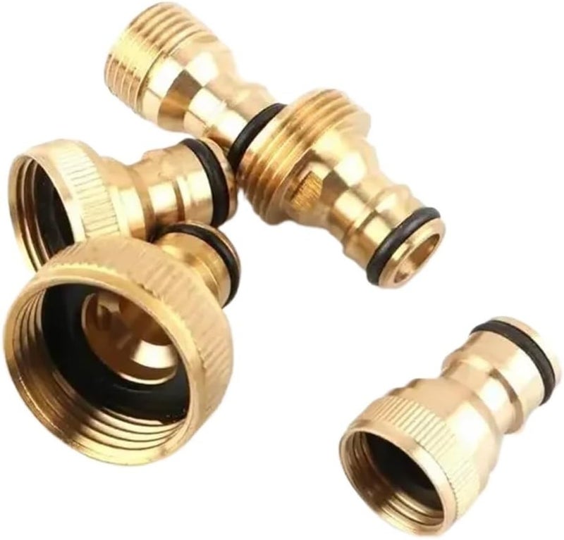 مجموعة موصلات سريعة لأنابيب المياه النحاسية 3 قطع مقاس 1/2 3/4 بوصة خيط محول صنبور الحديقة داخلي 1 بوصة - Image 1