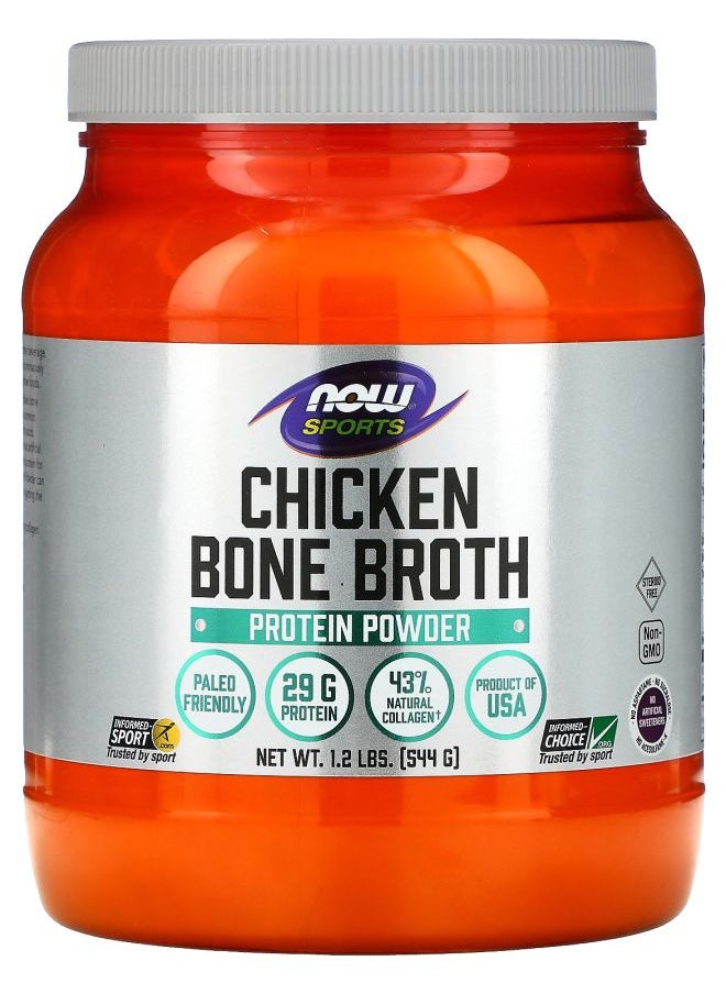 now - Sports Chicken Bone Broth Protein Powder 1.2 lbs (544 g) - Image 1