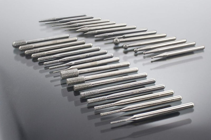Miracle MIRACLE 30 Pcs Professional Industrial Use Diamond Burrs Bits Diamond Burr Drill Kit 3mm Shank For Rotary Tools 120150 Grit Jewelry Glass Stone Ceramic Metal Wood For Grinding Engraving Carving - Image 1