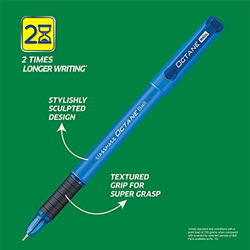 Classmate Octane- Blue Ball Pens (Pack of 10) | Smooth & Fast Writing Ball Pens | Comfortable to hold & write|School & Office Stationery|Work from home essentials - Image 3
