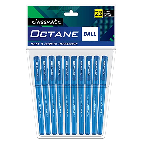 Classmate Octane- Blue Ball Pens (Pack of 10) | Smooth & Fast Writing Ball Pens | Comfortable to hold & write|School & Office Stationery|Work from home essentials - Image 1