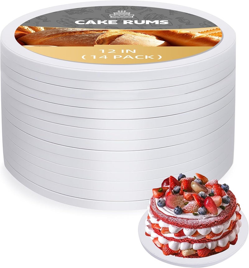 Oungg 14 Pack 12 Inch Cake Drum, Cake Boards 12 Inch Round, 1/2" Thick Cardboard Cake drums with Food Grade, White and Modern Style for Bases Para Pasteles. - Image 1