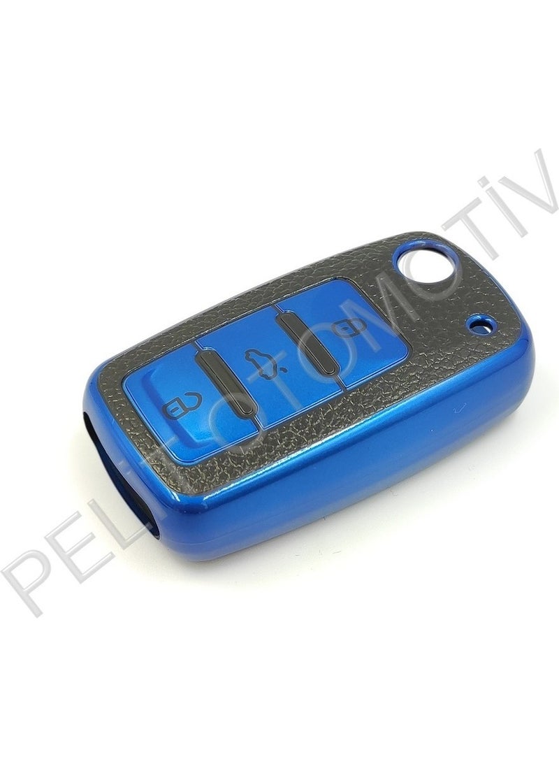 Pelitoto - Volkswagen 3 Key Switchblade Key Case Superlux Blue - Image 1