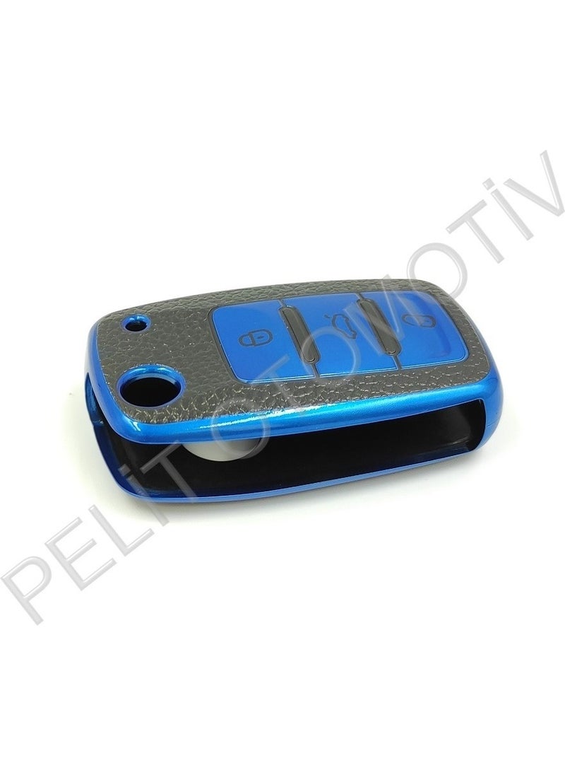 Pelitoto - Volkswagen 3 Key Switchblade Key Case Superlux Blue - Image 1