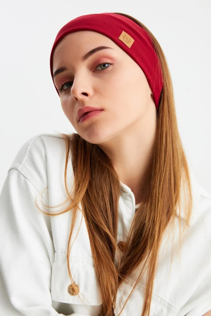 Butikgiz Claret Red Women's Cotton Thermal, Non-Slip, Antiperspirant, Ultra Light, Sports Hair Band Bandana Buff