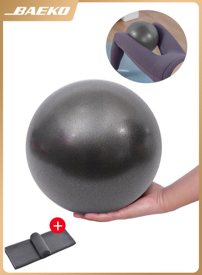 BAEKO Pilates ball Yoga towel 2-piece set，30x80cm Cooling Towel and 25cm Mini Ball Small Exercise Ball for for Pilates, Yoga, Core Training, Physical Therapy, Balance, Stability, Stretching - Image 1