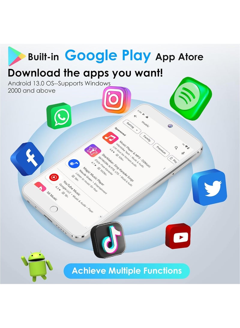 ليسو مشغل MP3 بلوتوث بسعة 160 جيجابايت، مشغل MP4 رقمي يعمل بنظام أندرويد مع واي فاي وكاميرا، شاشة لمسية بحجم 4.3 بوصة، مشغل موسيقى محمول HiFi مع مكبر صوت ومتجر تطبيقات، يدعم حتى 256 جيجابايت. - Image 2