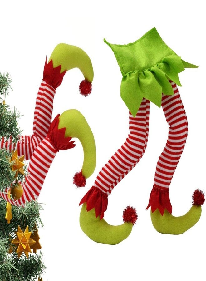 HEITIGN Christmas elf Legs 26 * 15 * 10 Christmas Elf Stuffed Legs Stuck Tree Topper Decorations Xmas Holiday Party Ornament Indoor Outdoor Decor - Image 4