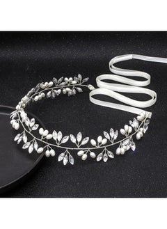 Ammei Headpiece Crystal Bridal Headpiece Wedding Headband With Genuine Freshwater Pearls And Combs Hair Accessories For Bride Bridesmaid (Silver)  - Image 1