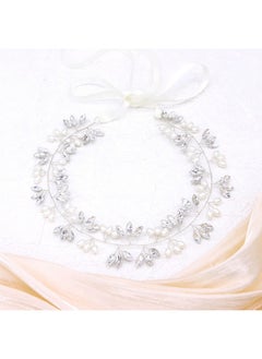 Ammei Headpiece Crystal Bridal Headpiece Wedding Headband With Genuine Freshwater Pearls And Combs Hair Accessories For Bride Bridesmaid (Silver)  - Image 2