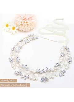 Ammei Headpiece Crystal Bridal Headpiece Wedding Headband With Genuine Freshwater Pearls And Combs Hair Accessories For Bride Bridesmaid (Silver)  - Image 3