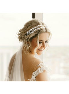 Ammei Headpiece Crystal Bridal Headpiece Wedding Headband With Genuine Freshwater Pearls And Combs Hair Accessories For Bride Bridesmaid (Silver)  - Image 5