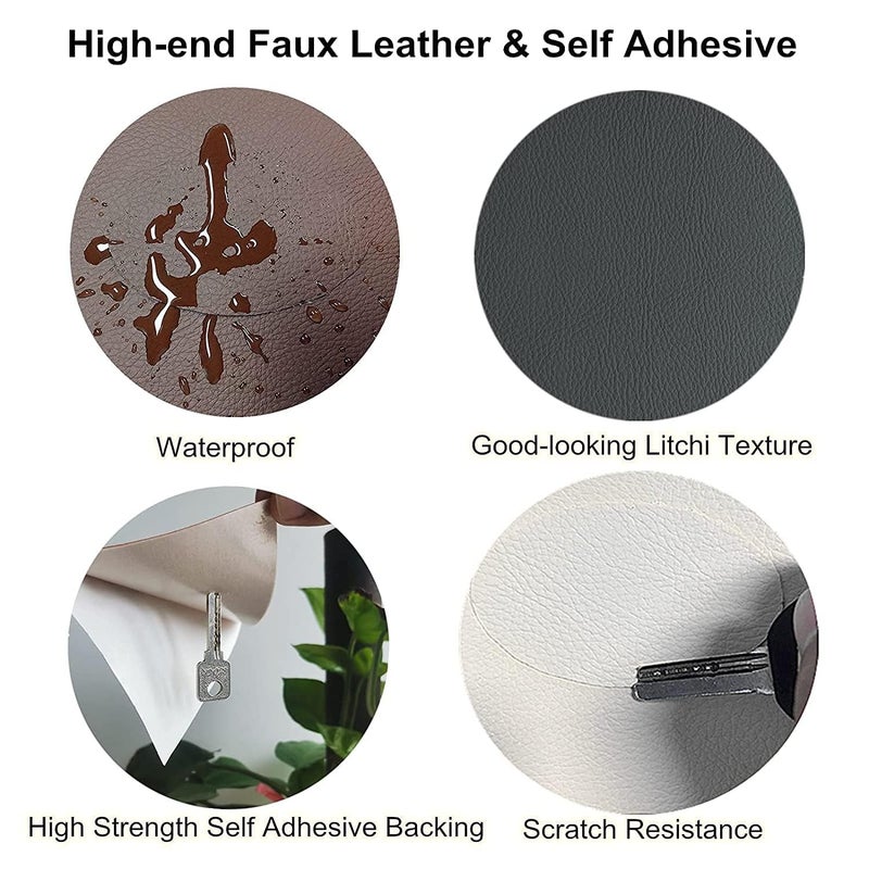 Black Self-Adhesive Genuine Leather Repair Patch 30 x 60cm Durable Leather Sheet for Sofa, Couch, Furniture, Car Seats, and Jackets Waterproof DIY Upholstery Repair Tape (Black)  - Image 5