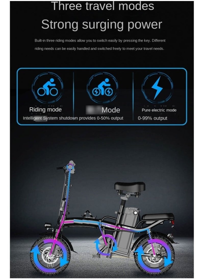 Gasin - Electric Folding Bike for Adults, 400W Motor, 30 MPH, 48V 25Ah Battery, 120-Mile Range, All-Terrain 14" Tires, Removable Battery, Commuter E-Bike for City, Beach, Snow, Mountain - Image 1