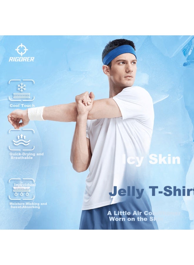 RIGORER  Zhunzhe Sports T-shirt Ice Skin Uni Basketball Running Fitness Comfortable Crew Neck Short Sleeve Pure White 2XL - Image 1