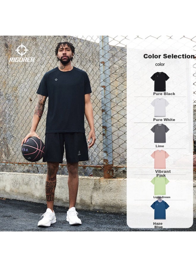 RIGORER  Zhunzhe Sports T-shirt Ice Skin Uni Basketball Running Fitness Comfortable Crew Neck Short Sleeve Pure White 2XL - Image 3