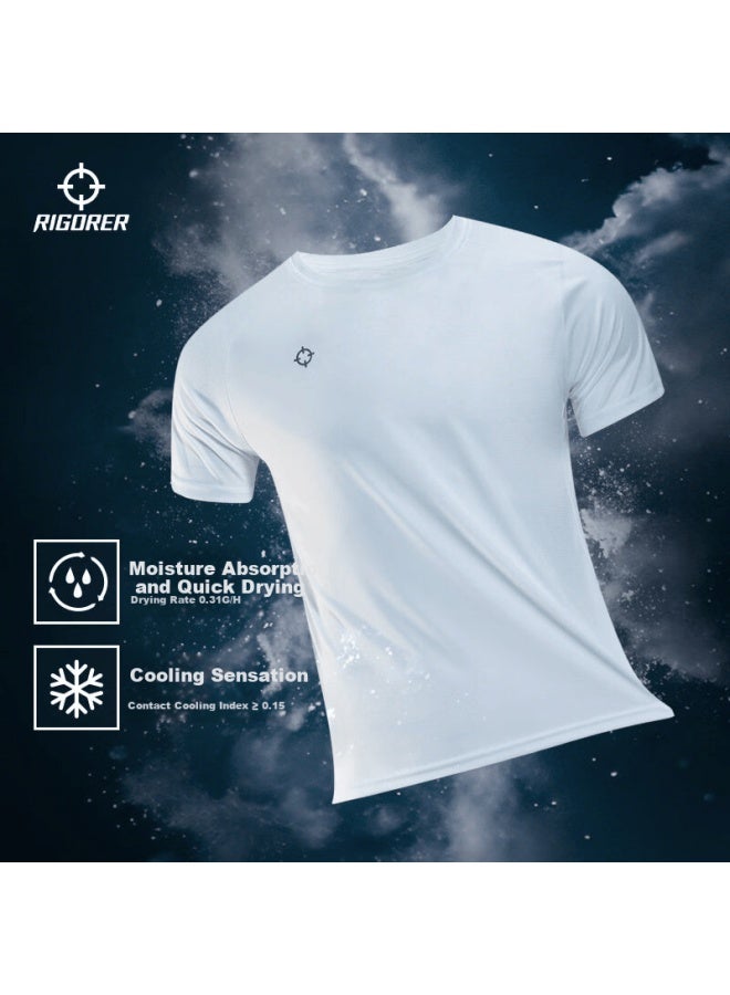 RIGORER  Zhunzhe Sports T-shirt Ice Skin Uni Basketball Running Fitness Comfortable Crew Neck Short Sleeve Pure White 2XL - Image 2
