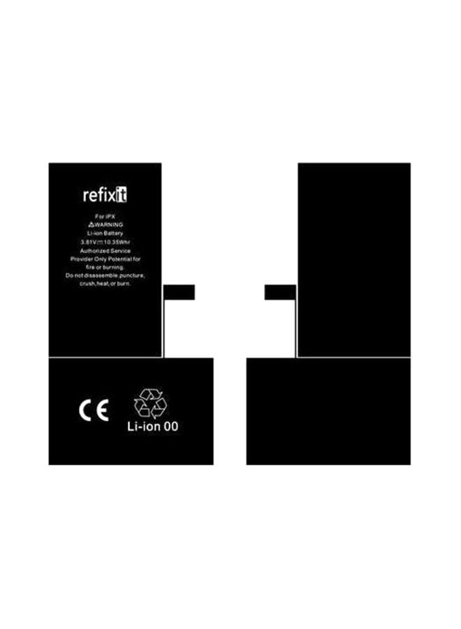 Refixit 2716.0 mAh Replacement Battery for Apple iPhone X - High Capacity Li-ion Battery Kit with Tools, Adhesive, and Step-by-Step Guide for Easy DIY Installation (Compatible with iPhone X Model A1865, A1901, A1902) - Black - Image 1