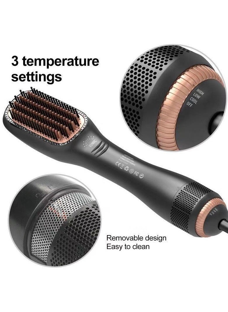 REACLOUD Hair Dryer Brush Ceramic Dryer And Styler 3 In 1 Professional Black/Beige  - Image 4