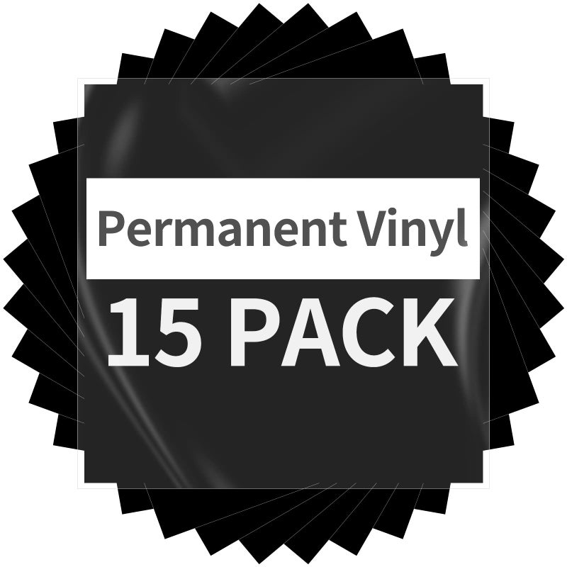 Sooez Black Permanent Vinyl - 15 Sheets Glossy Black Adhesive Vinyl 12"x11.8", Black Permanent Adhesive Sheets for Home Decor Car Decal, Glossy & Waterproof Paper for All Cutting Machine - Image 1