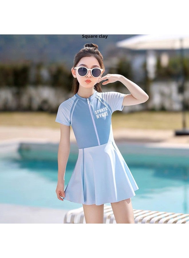 Generic Children's Swimwear Girls' Sports Girls' Split Skirt Swimwear For Primary School Students-Color:1833 Rose Red [swimsuit + Swimming Cap]-Size:Recommended 125-135cm 22.5-27.5kg  - Image 5
