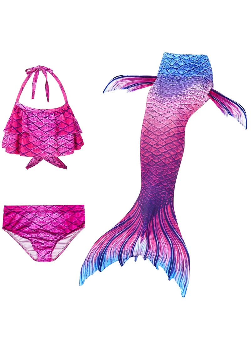 Cutie Cute Mermaid Tail Swimsuit Set 3 Pcs for Toddler Big Girls Birthday Gift, Without Fin(2-12 Years)  - Image 1