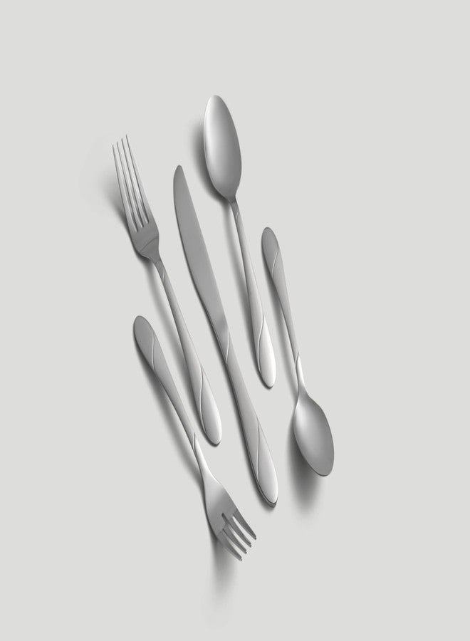 Cambridge Silverware Set, Swirl Sand 89-Piece Flatware Set, Service For 12, 18/0 Stainless Steel, Dishwasher Safe, Flatware Cutlery Sets, Serving Utensils, Knives Spoons And Forks (Silver, 89 Pieces) - Image 3