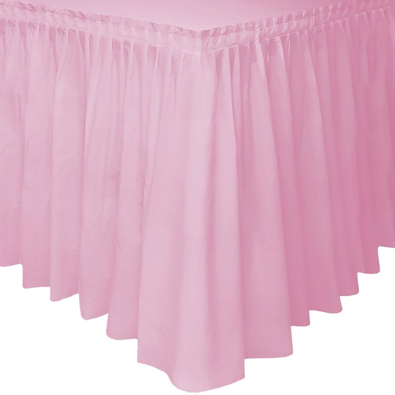 Unique Premium Lovely Pink Solid Plastic Table Skirt (29" x 14 ft) Pack Of 1 - Elegant Design, Easy-to-Attach - Perfect For Parties, Weddings, & Events - Image 1