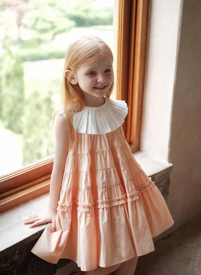Take Two Girls Contrast Trim Sleeveless Tiered Dress